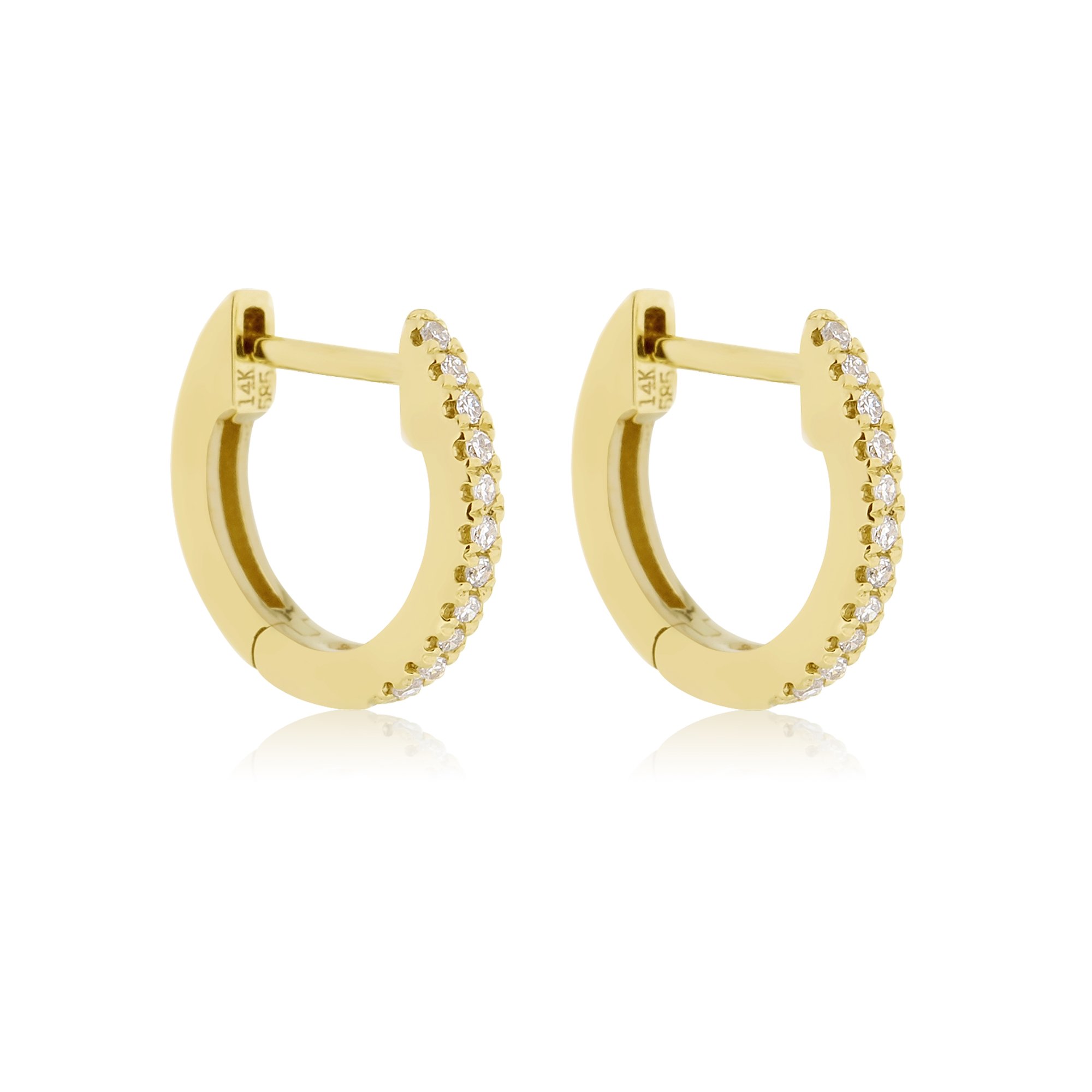 14k White Gold Lab Grown Diamond Pave Huggie Earrings - Diamond Plaza ...