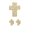Cross Stud 14K Gold Plated Cubic Zirconia Earrings Ear Piercing Fashion Jewelry Men Women