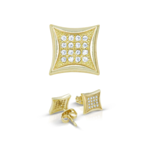 Square 5 Cubic Zirconia Earrings 14K Gold Filled Silver Hip Hop Studs Ear Piercing Jewelry Women Men